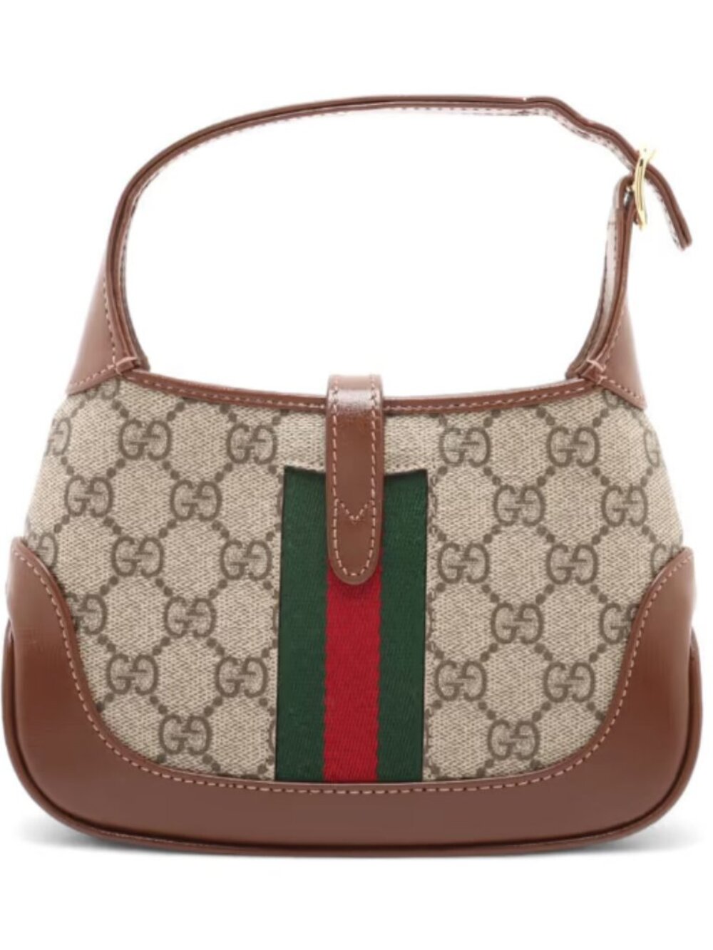 Gucci Jackie 1961 GG Supreme Leather Shoulder Bag Brown x Beige